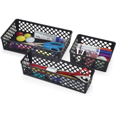 Officemate Recycled Supply Basket, 10.125" x 3.0625" x 2.375", Black, PK3 26200